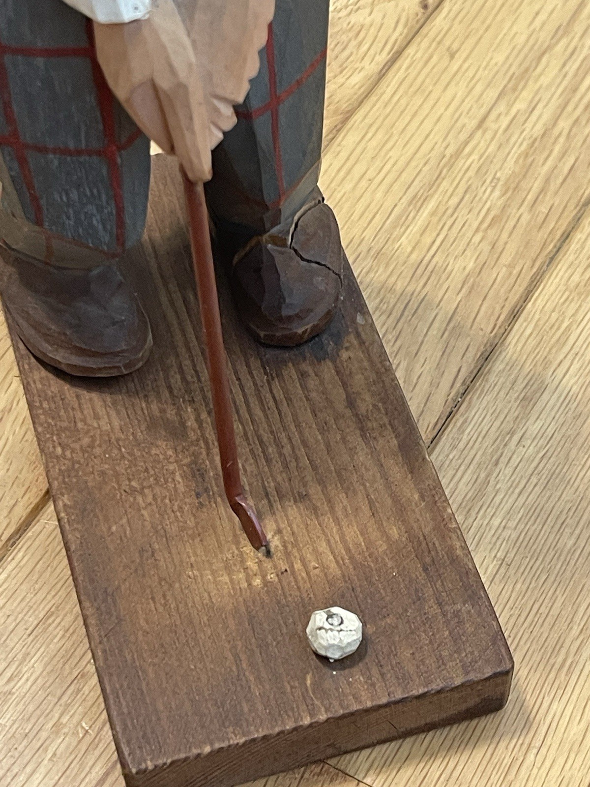 Unique Vintage 1959 C.O. Trygg wood carving Golfer Sweden Signed