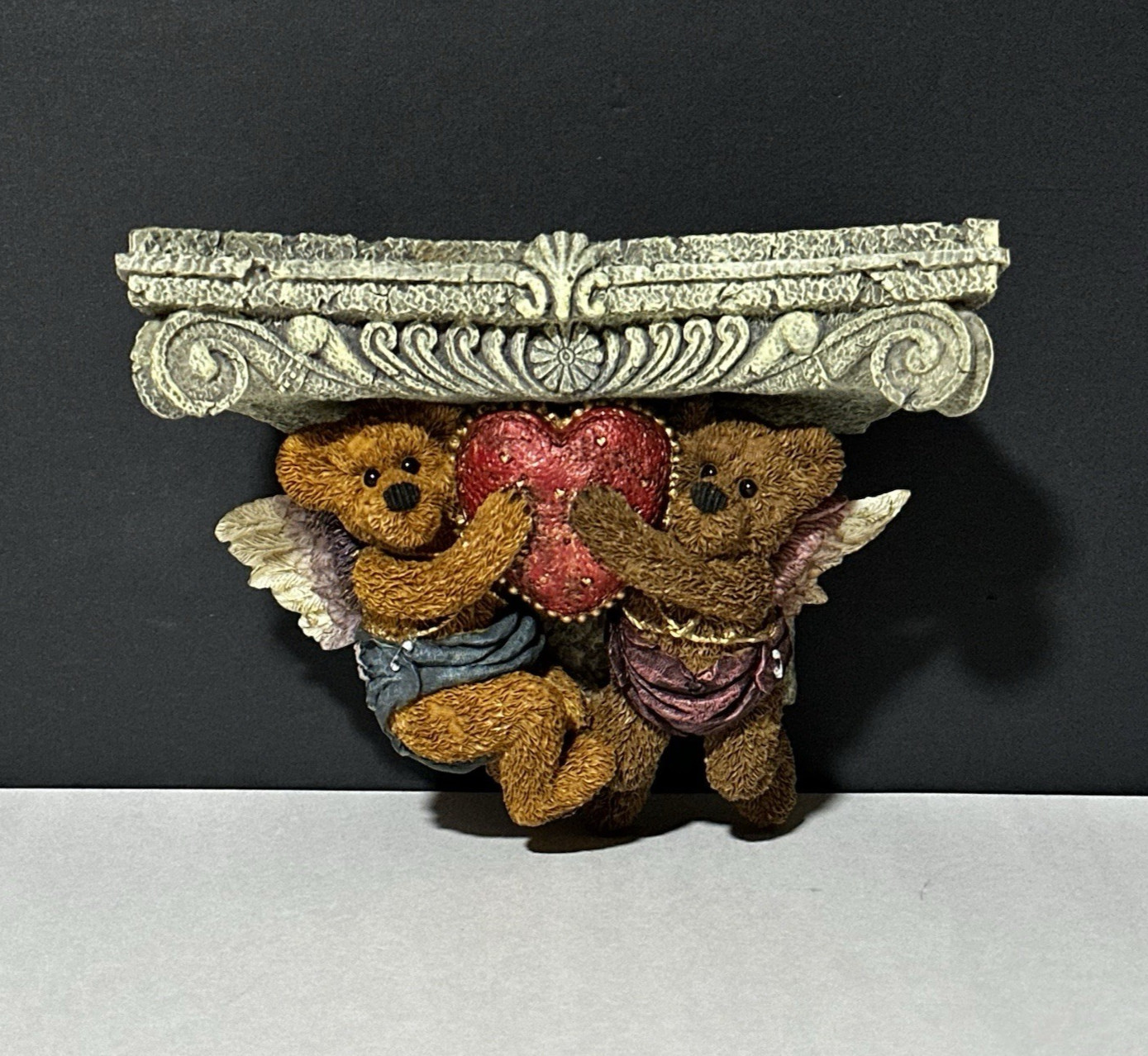 1999 Boyds Bears Clarence & Raphael Angels Fly High Vintage Wall Sconce #654291