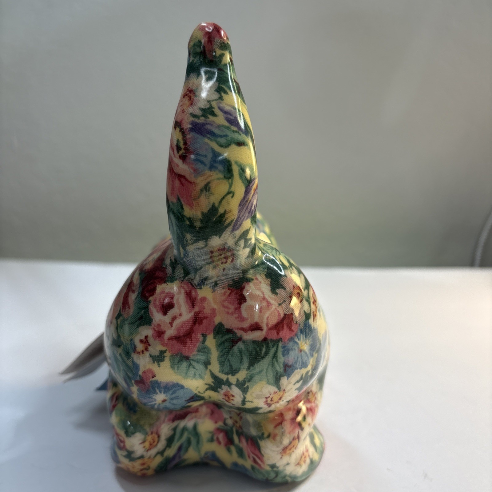 Hand Crafted Porcelain Patchworks Cat By Joan Baker Designs Kitty Kitten Floral