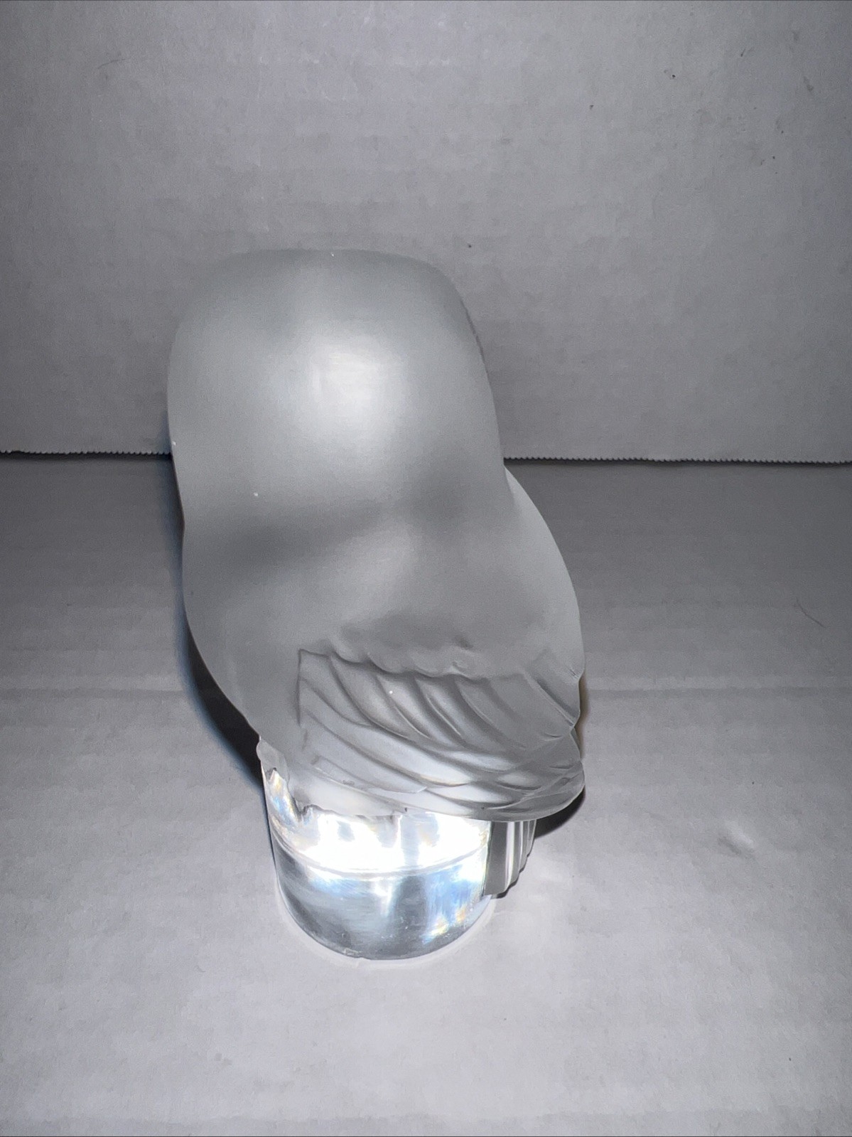 Vintage Lalique France Crystal Owl Signed Paperweight
