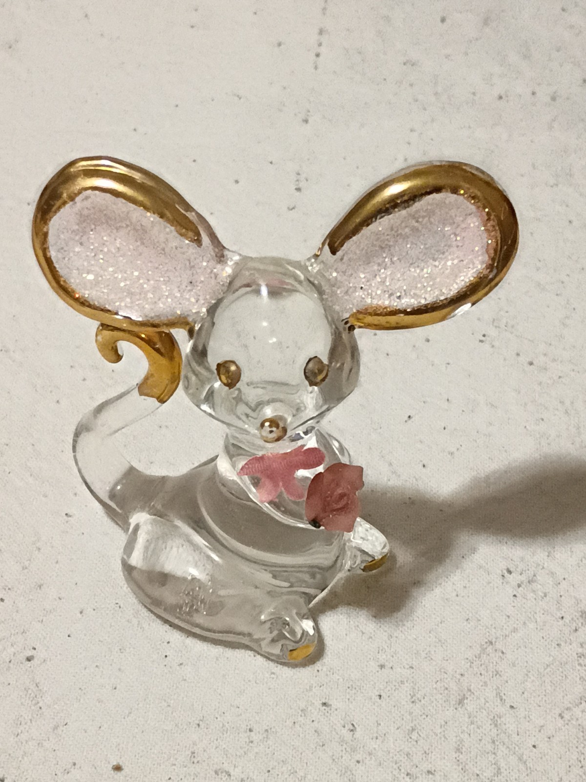 Glass Baron Too Cute Mouse Pink Ears Pink Rose Gold Gilt