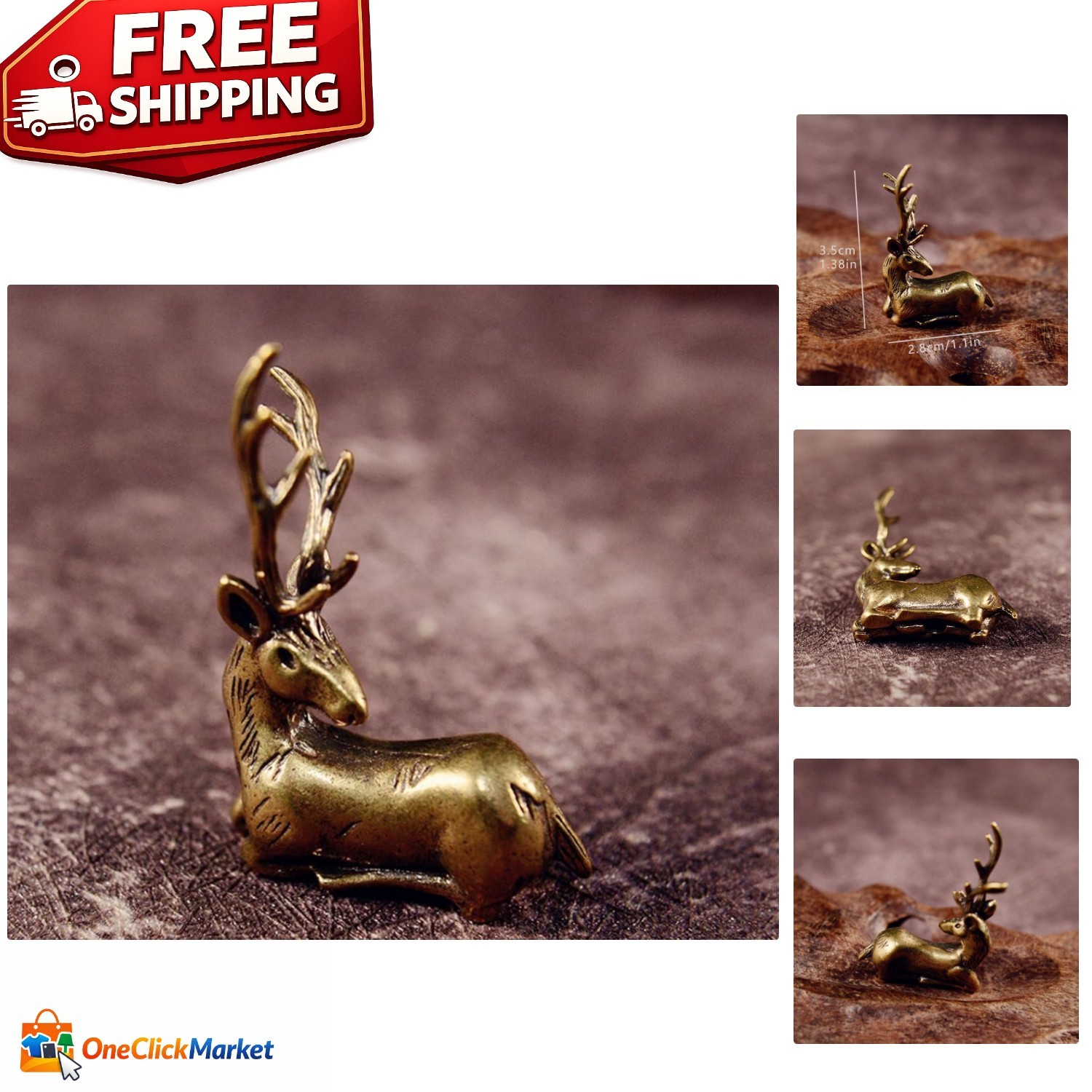 Elegant Pure Copper Deer Figurine – Charming Accent for Home & Office Decor