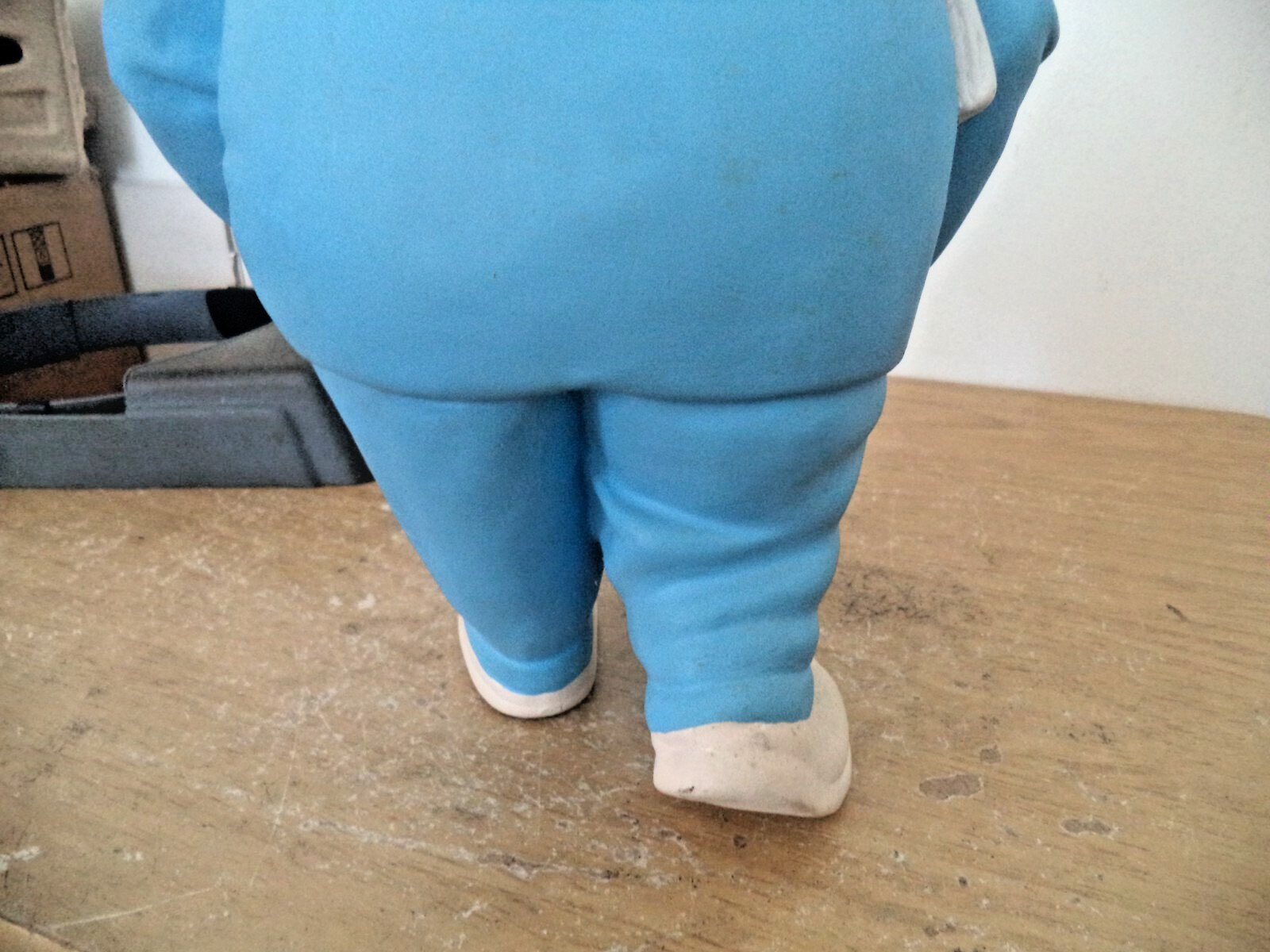 Large Statue THIN LIGHT PORCELIAN sculpture BLUE MAN LE MONDE PAPER 10 1/2″ TALL