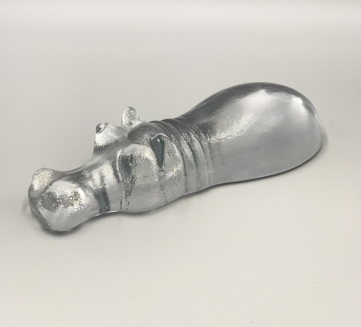 Kosta Boda Hippo Art Glass Bertil Vallien Zoo Series Paperweight 7.5” 1975
