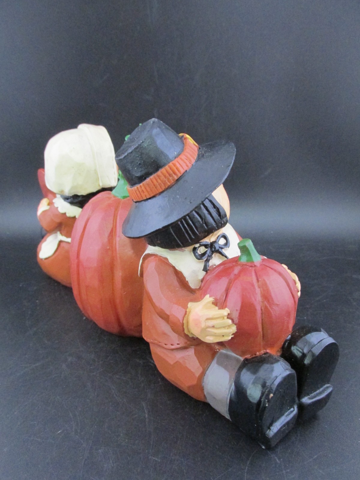 Blossom Bucket Pilgrims Pumpkin & Turkey Figurine Resin Thanksgiving Autumn Fall