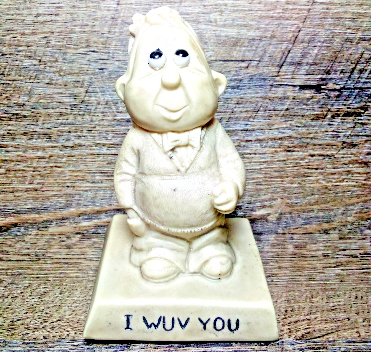 W & R Russ Berries Statue I WUV YOU 1970 Man Figurine Sillisculpt Plastic VGC