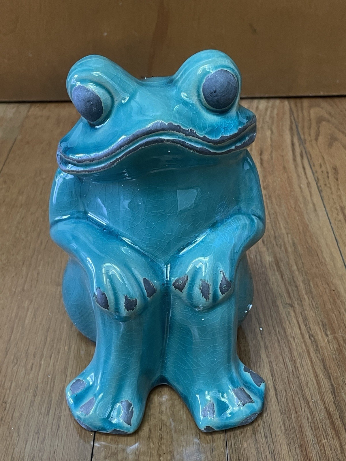 Cracker Barrel Ceramic Frog Figurine Forever Peacock with Box