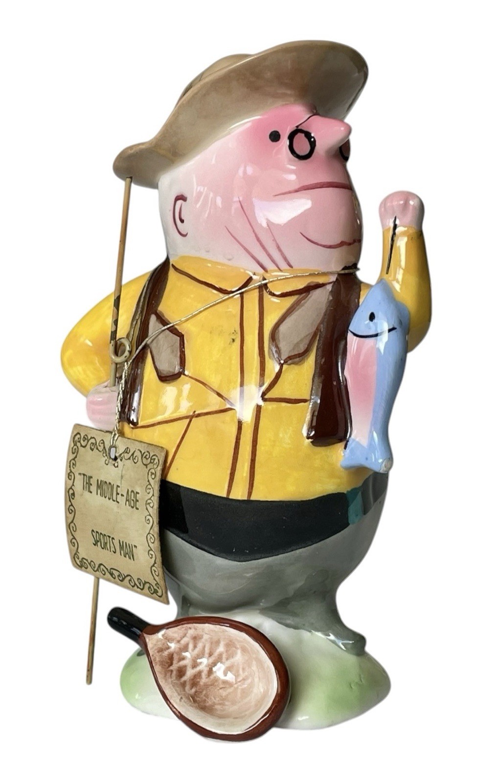 Enesco Fisherman Figurine Fly Fishing Guy 1950S JAPAN The Middle-Age Sports Man