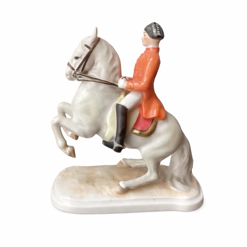 VTG Goebel 1958 Porcelain Man On Horse Equestrian Figurine, GF 136 West Germany