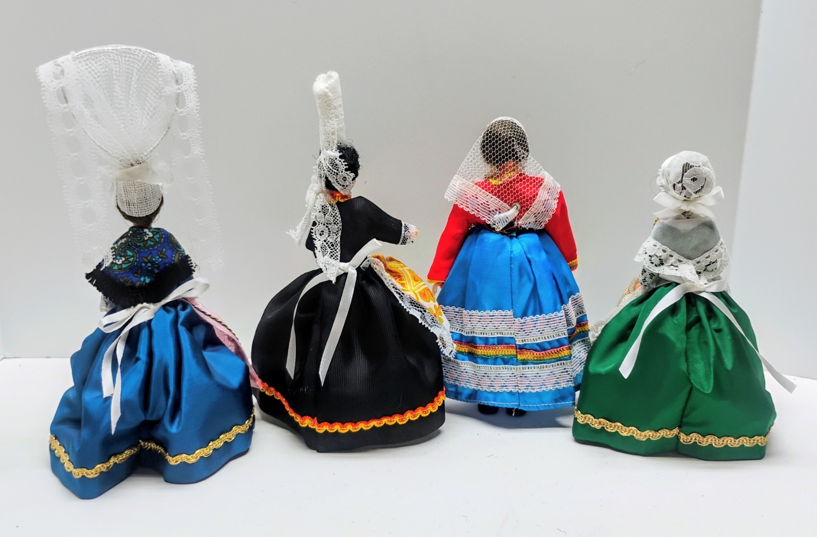 4 Vintage European Costume Dolls French France Breton Regional Folk Art Souvenir