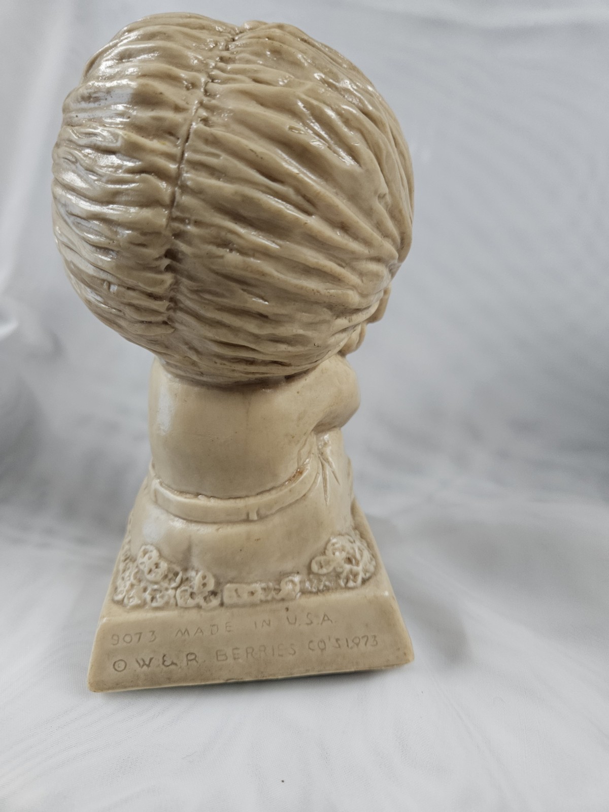 Vintage 1973 Russ Berrie I Mith You Message Statue Figurine Sad Girl Faux Stone