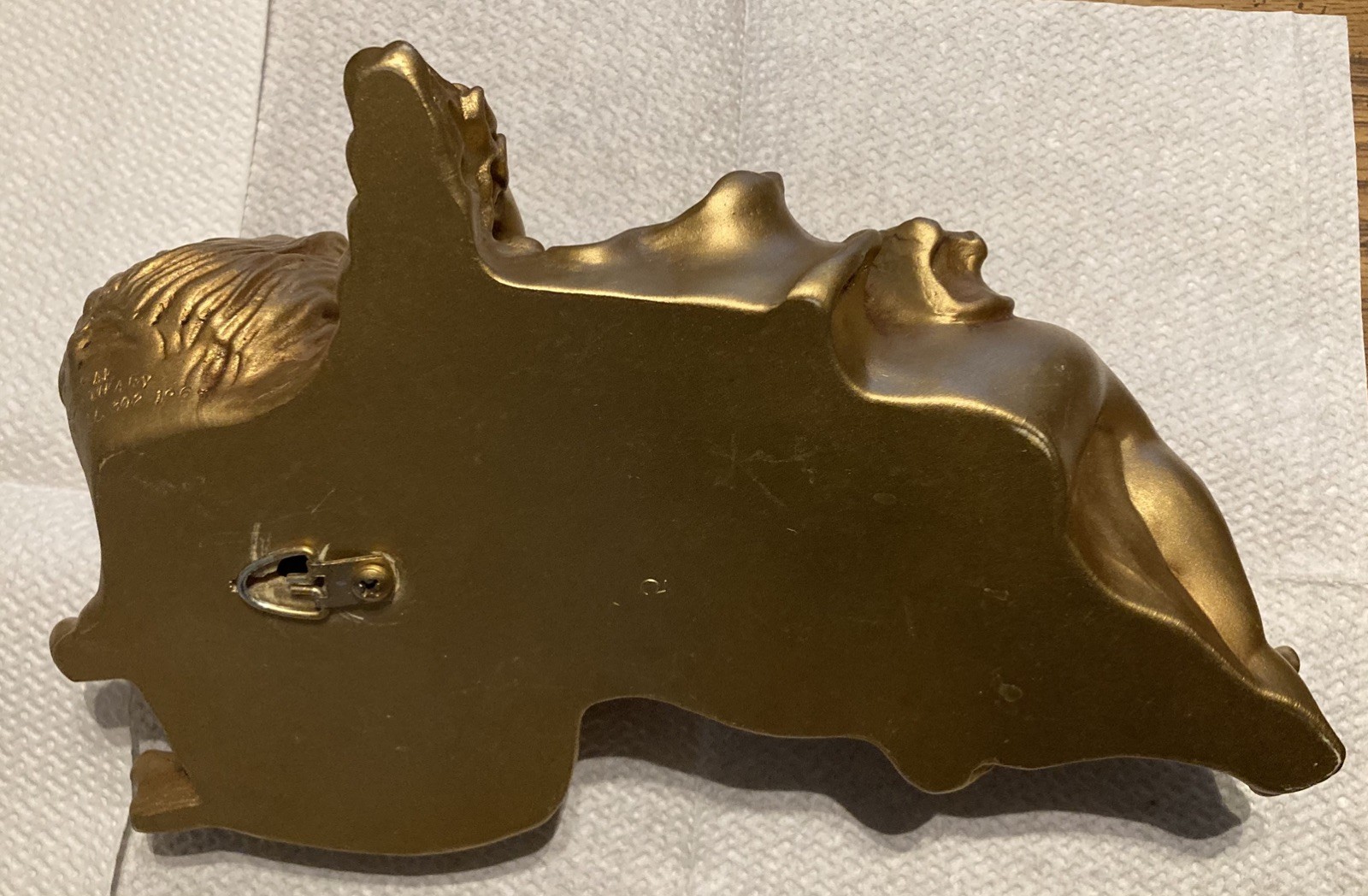 Universal Statuary 1965 Musical Gold Cherub Resin Wall Hanging Decor Set of 2
