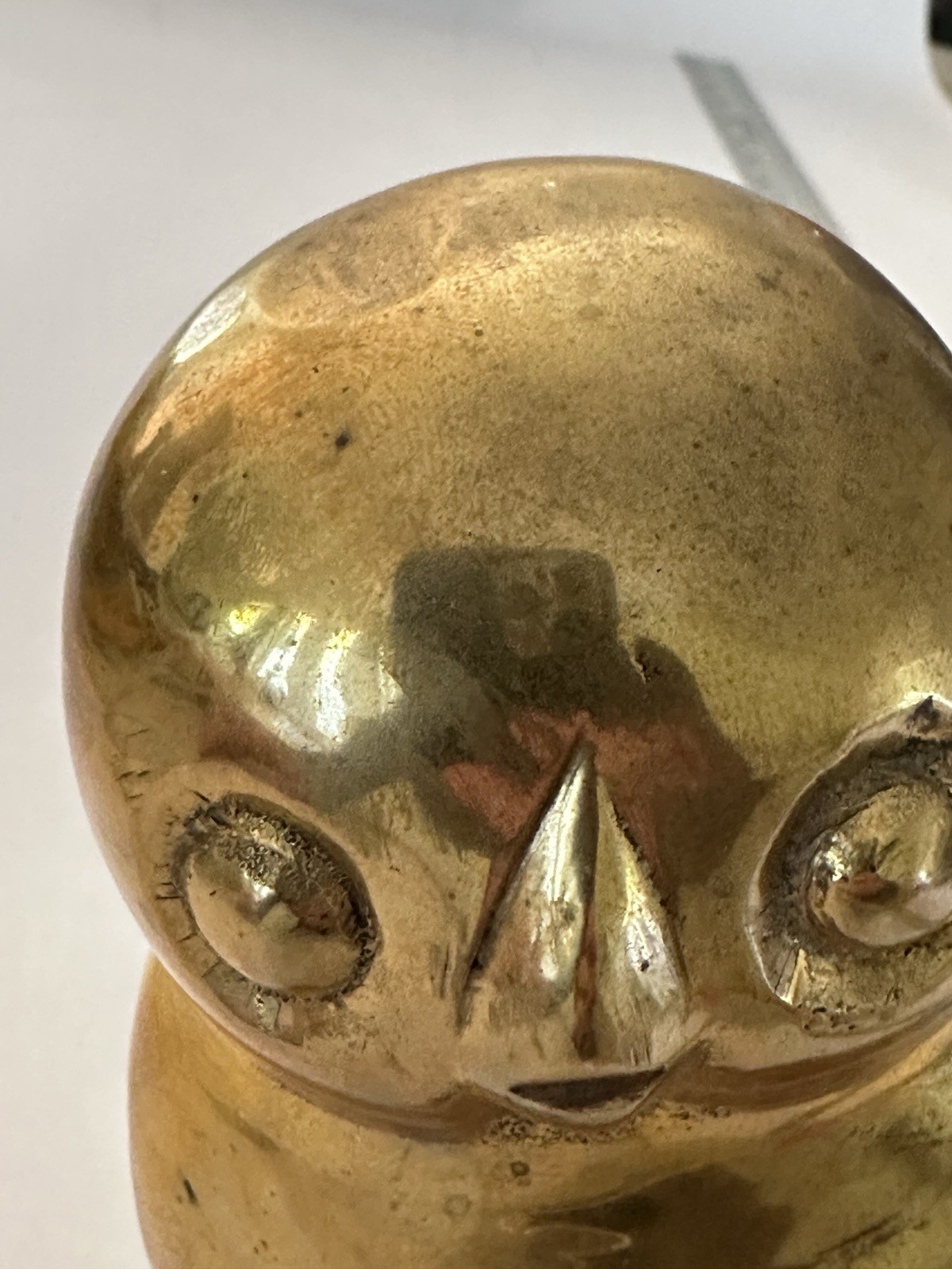 Large Vintage MCM Brass Standing Owl 8.5 in Tall 1970s Glam Mod Chic Home Decor