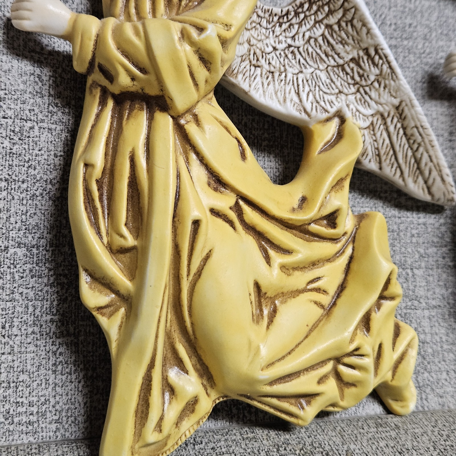 2 Vtg. Bisque Porcelain Guardian Angel Wall Hangings Neoclassical Baroque Style