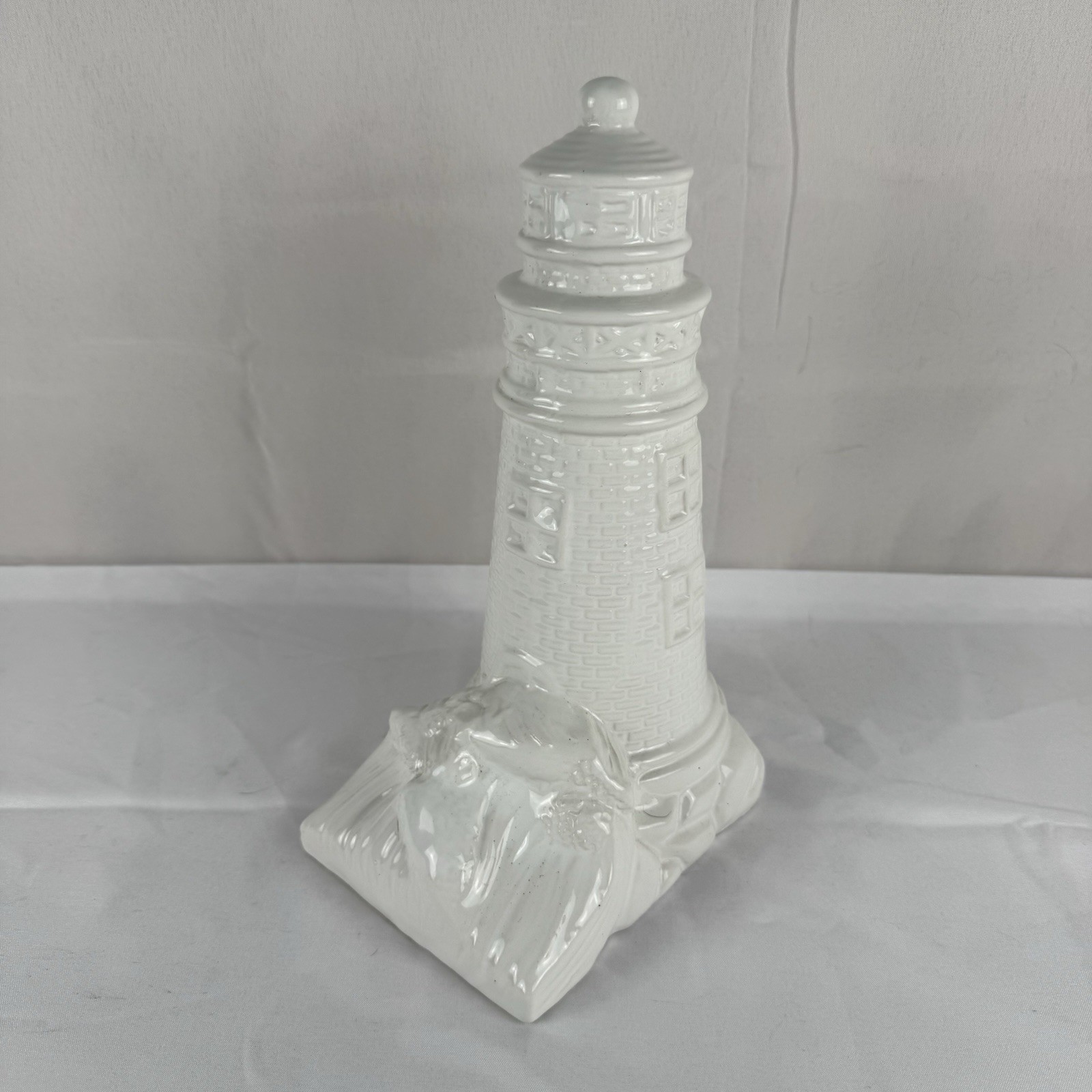 Vintage White Ceramic Lighthouse Nautical Coastal Decor Figurine