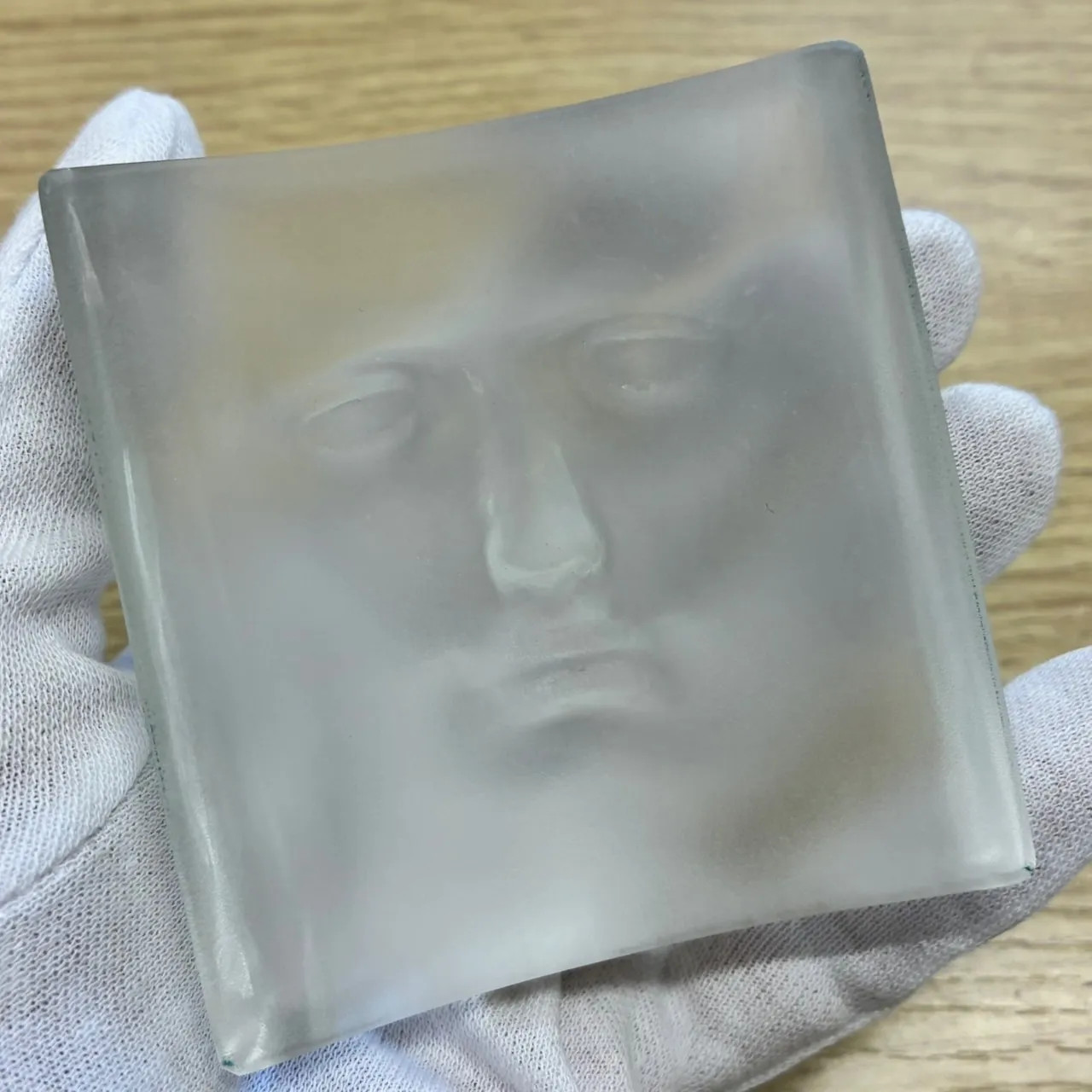 Daum France Crystal Ornament Human Face Sculpture Minos David Roy Adzak W/Box