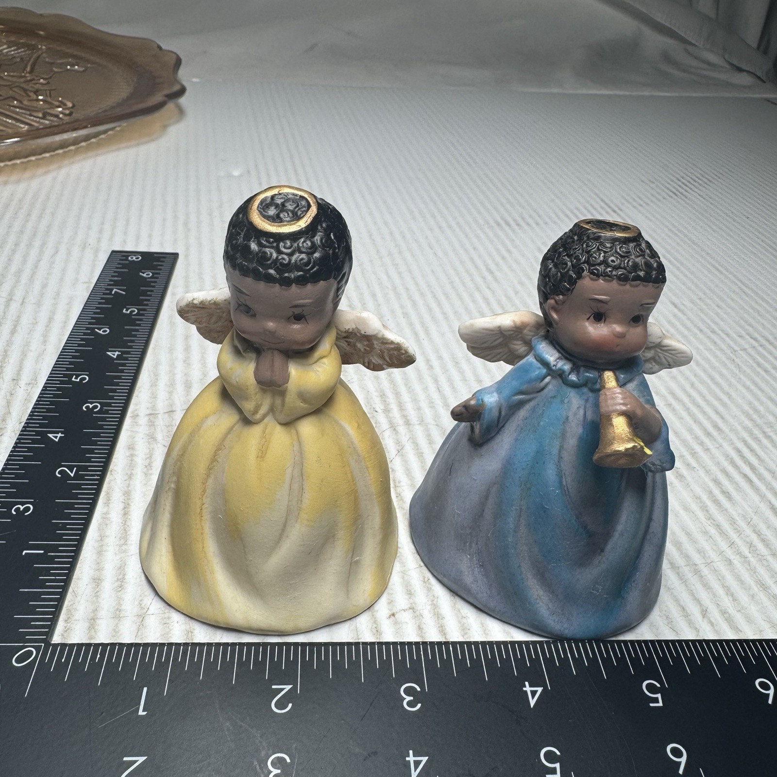 Vintage African American Little Angels Bells 3.5 inches tall Pair