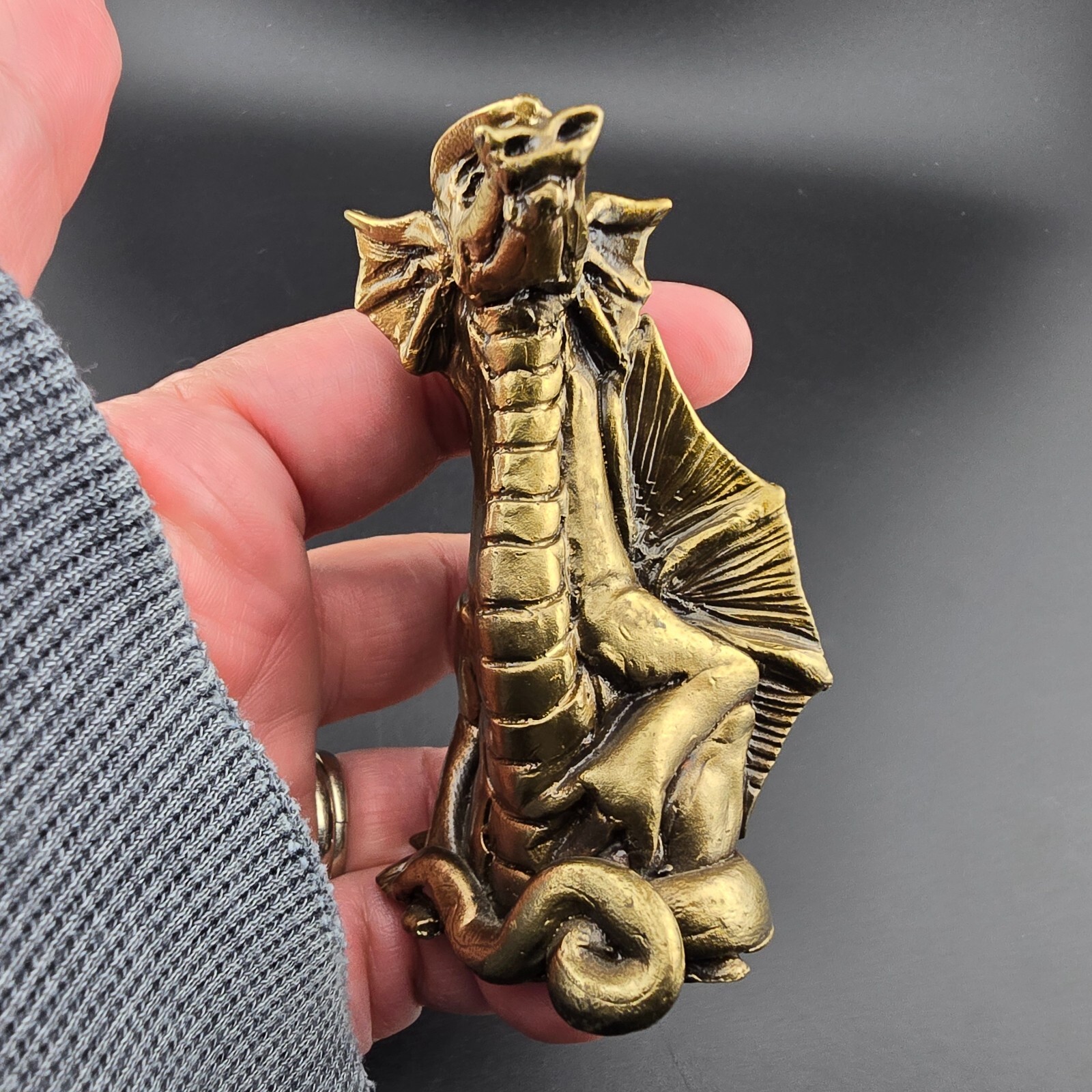 Vintage Brass Metal Dragon Chinese Mythological Figure Handmade