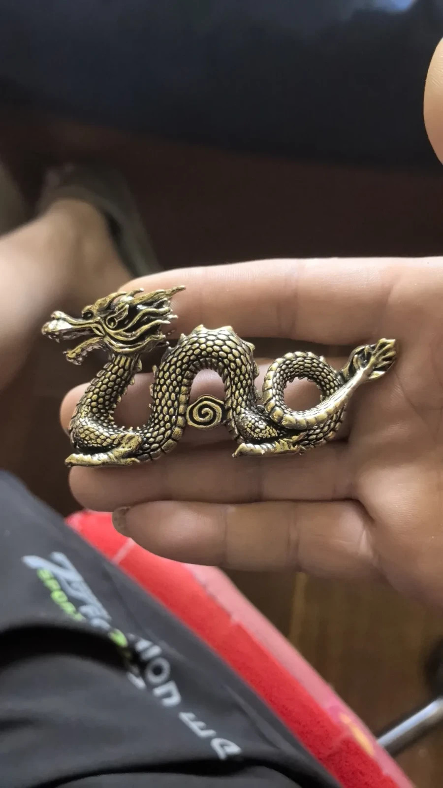 3.7 Solid Brass Vintage China Dragon Auspicious Statue Home Lucky Ornament Gift