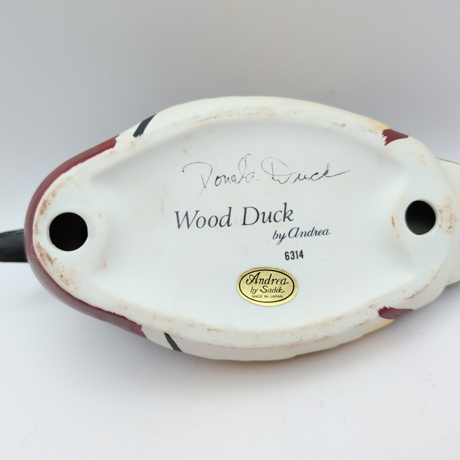 Andrea by Sadek Wood Duck Figurine 6314 Signed Porcelain Japan