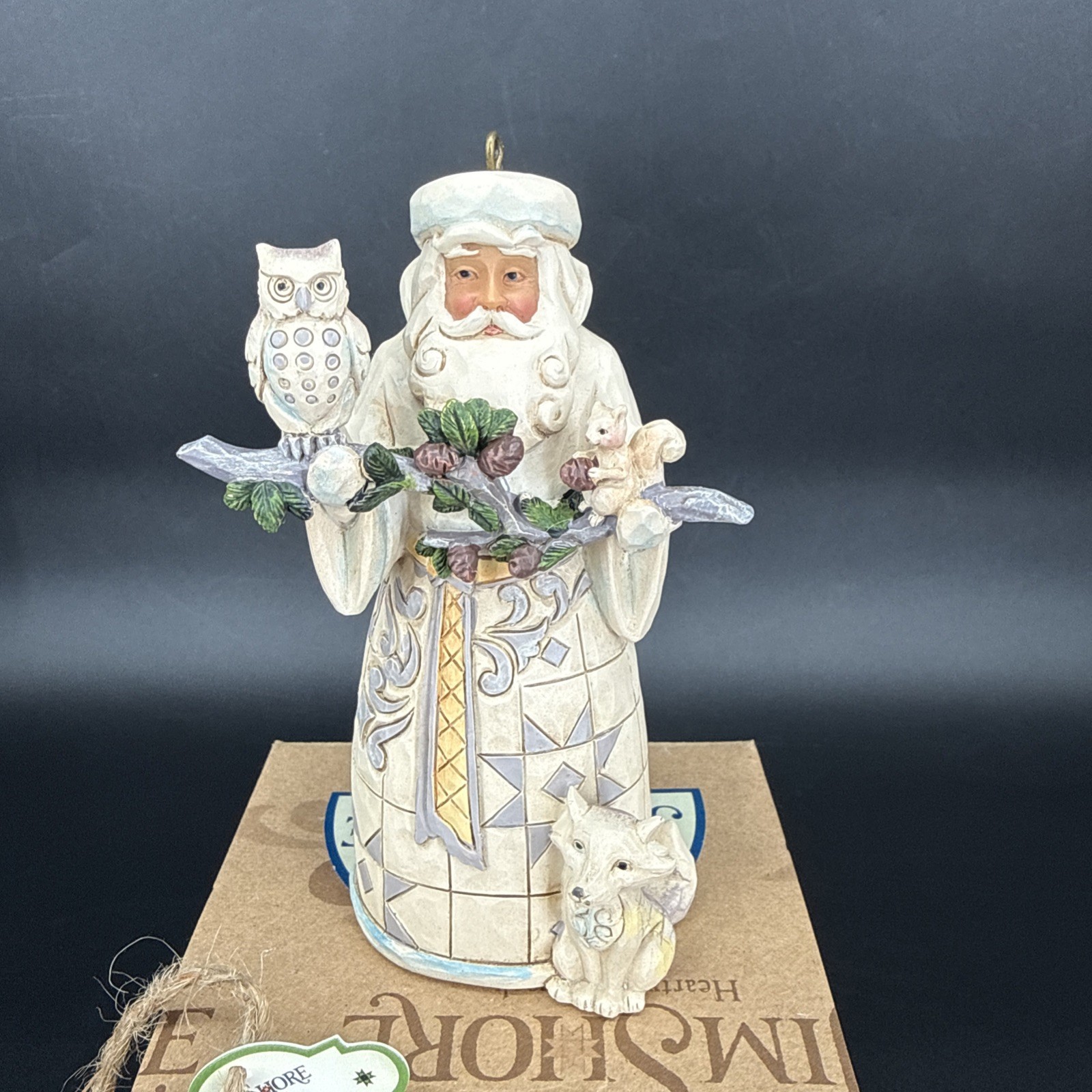 Jim Shore Heartwood Creek 2016 White Woodland Santa Ornament 4.75” #4050011