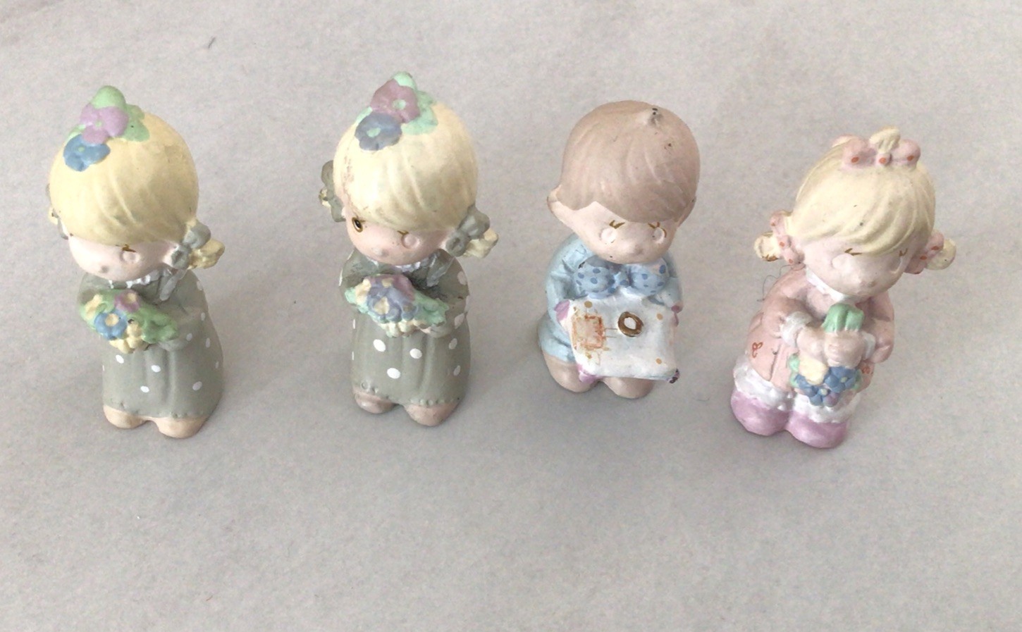 Vintage Precious Moments “1988-1989” Miniature Painted Pewter Bridal Set Wedding
