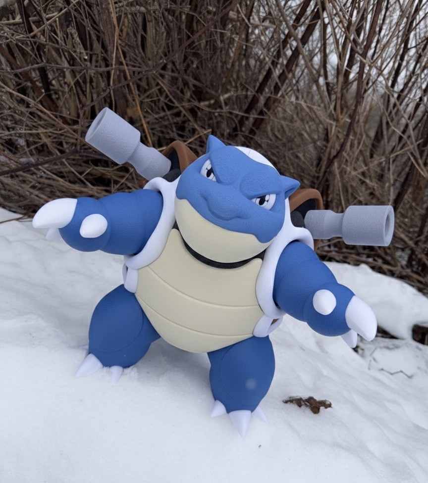 14 Inch PLA 3d Printed Blastoise Figure Statue Hand Assembled Model