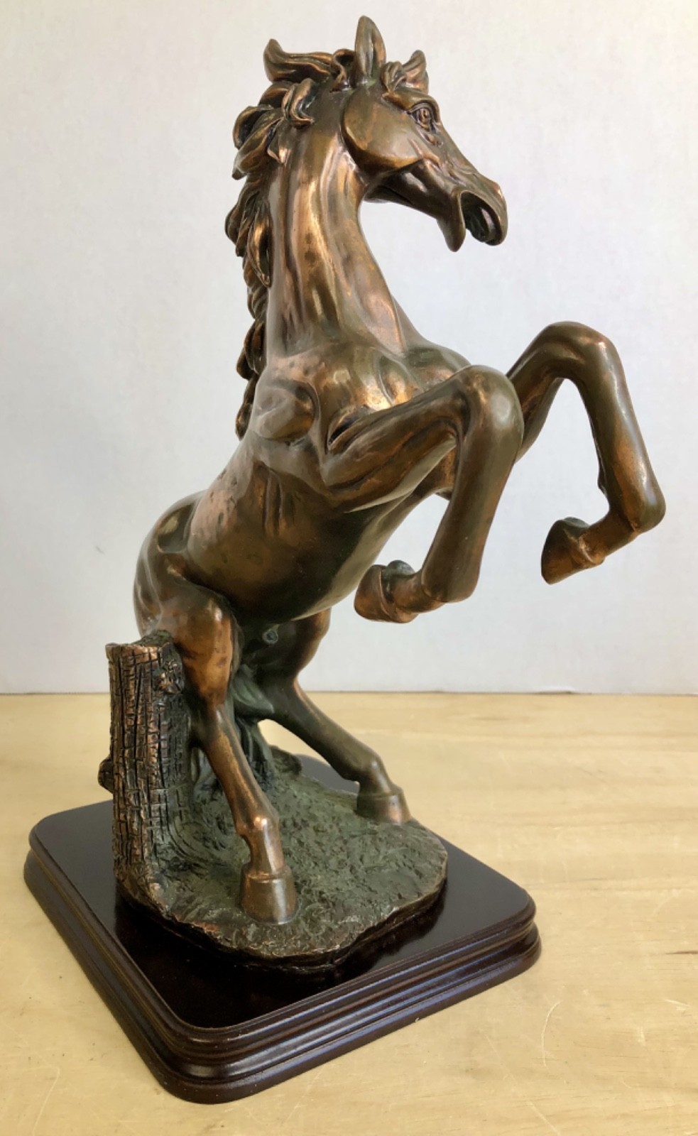 Vintage Large Rearing Horse Statue Rustic Bronze Horse Equestrian Decor