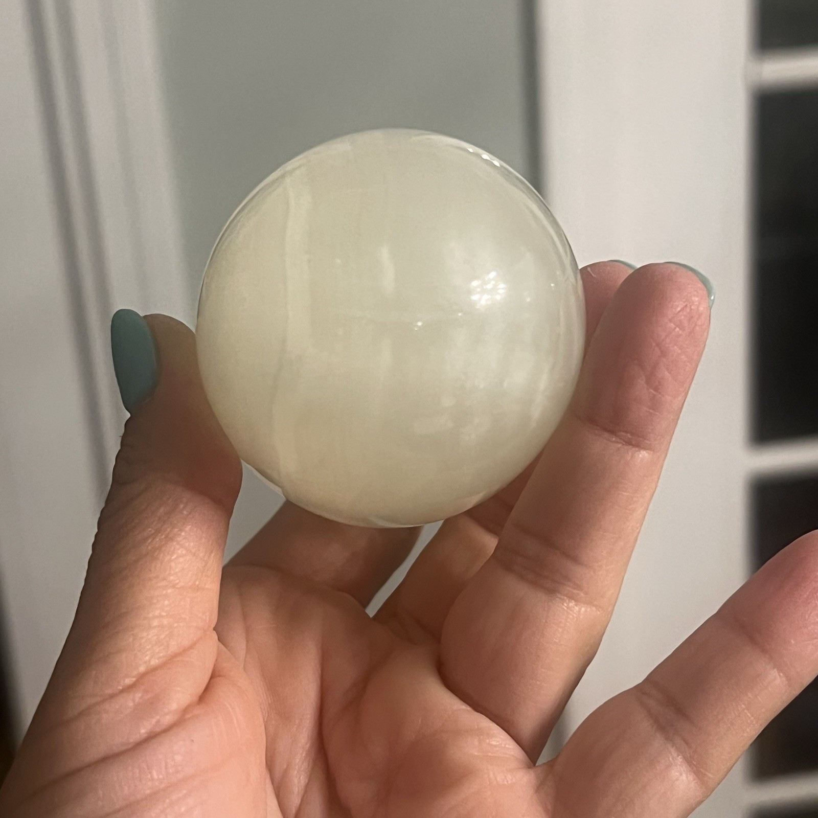 Vintage Polished Marble Egg Hand Carved With Clear Acrylic Stand 3″ Egg