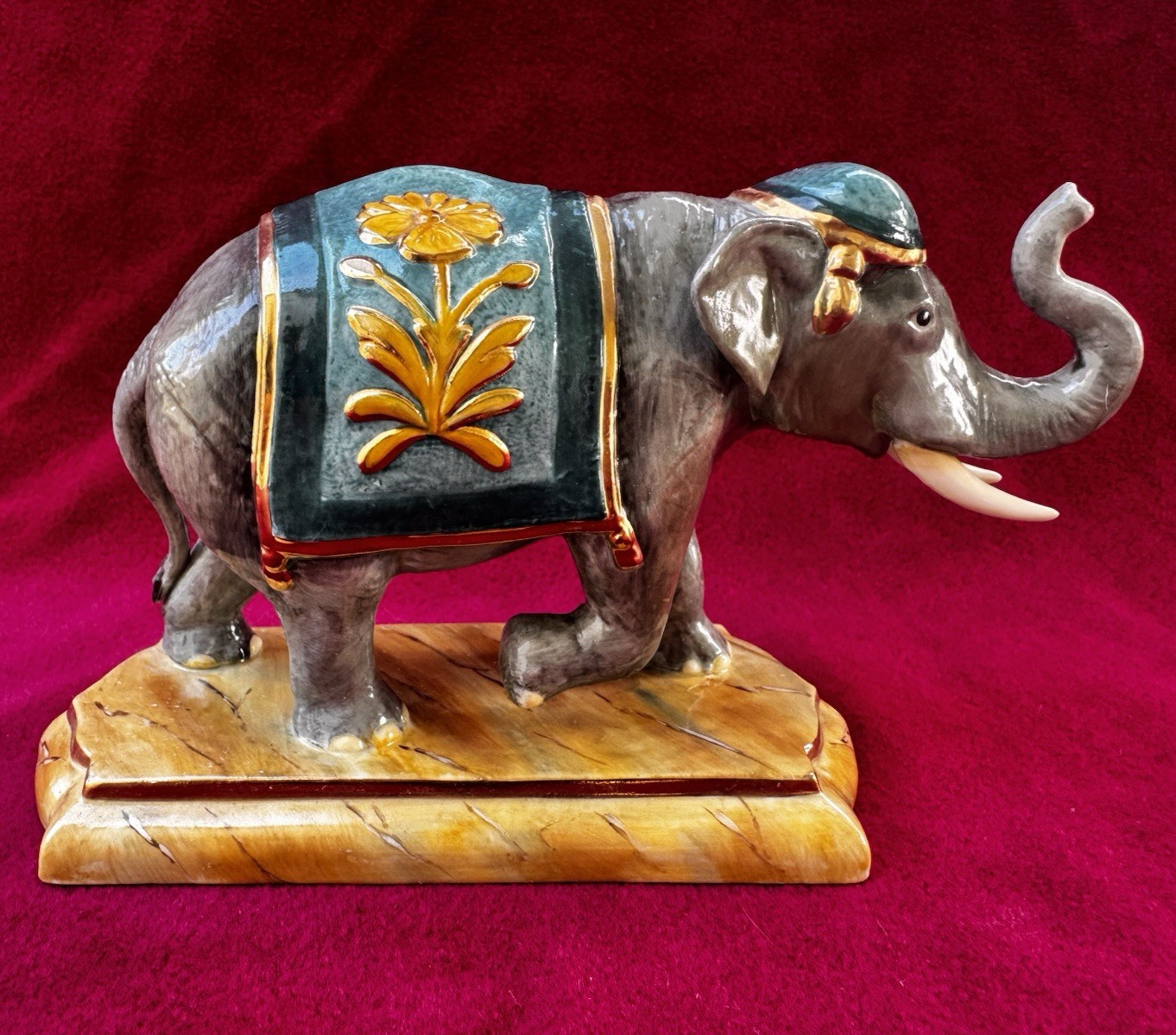 Halcyon Days Fine Porcelain Ceremonial Indian Elephant Figurine RARE