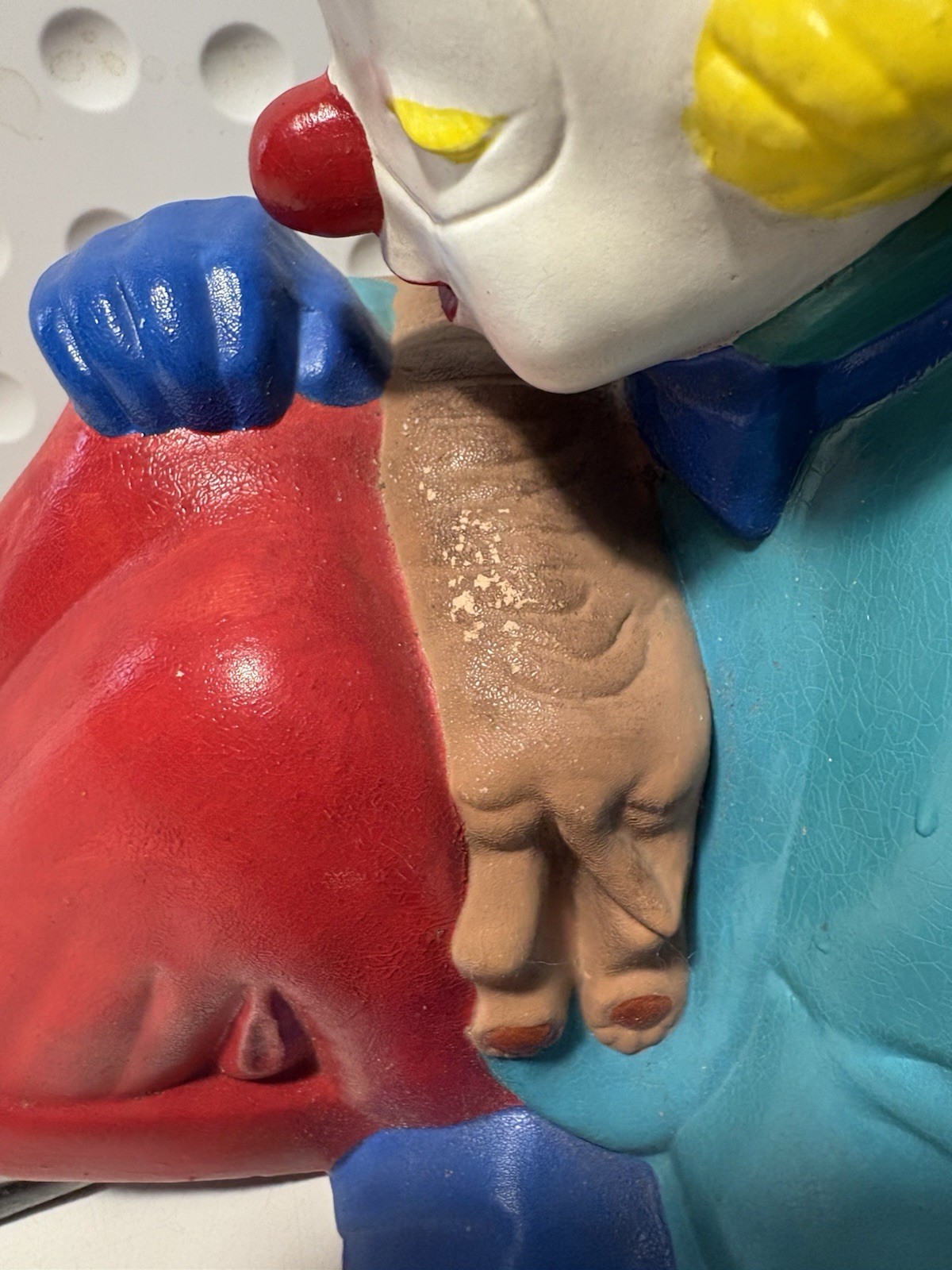 Clown Holding brown Dog , Hand Painted , Old Approx 8inch /22cm , By BARB