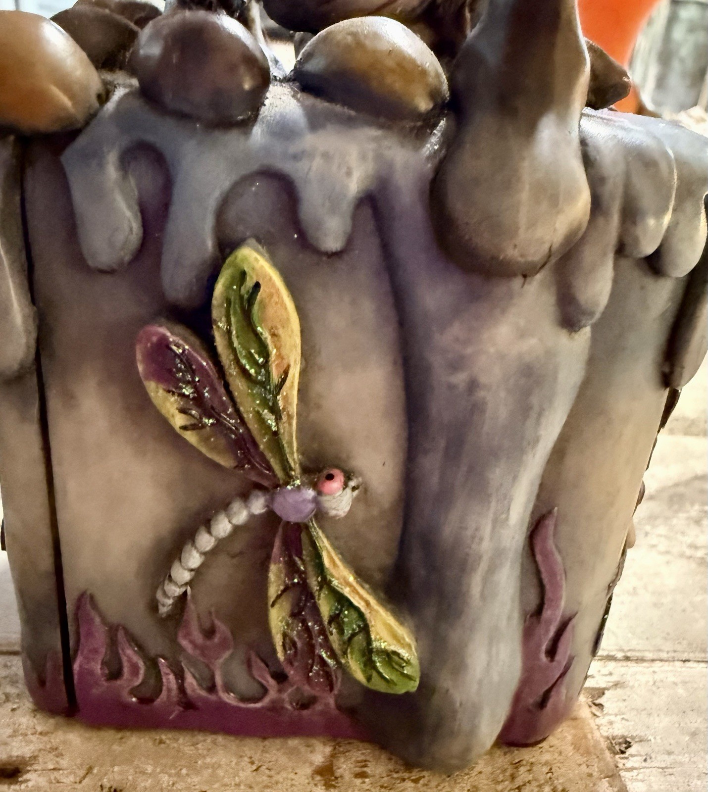 JIVE 2004 DOW Fairies Tree Puzzle Trinket Box Mushrooms Dragonflies Butterflies