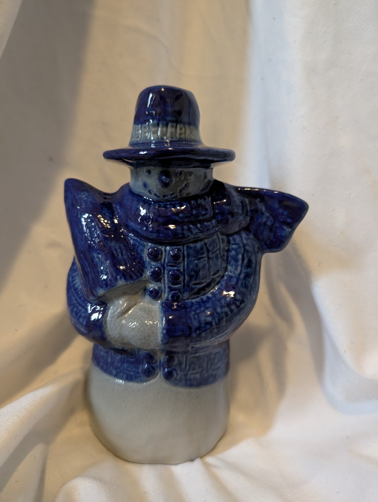 Eldreth Signed White Blue Gray Frosty Snowman Hat Hand Painted 2001