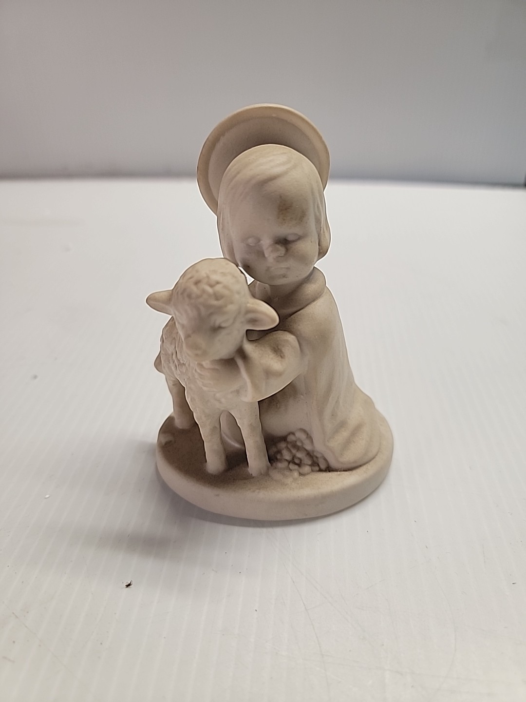 VINTAGE GOEBEL HJ 19 BISQUE WHITE NATIVITY BABY JESUS WITH LAMB FIGURINE Angel