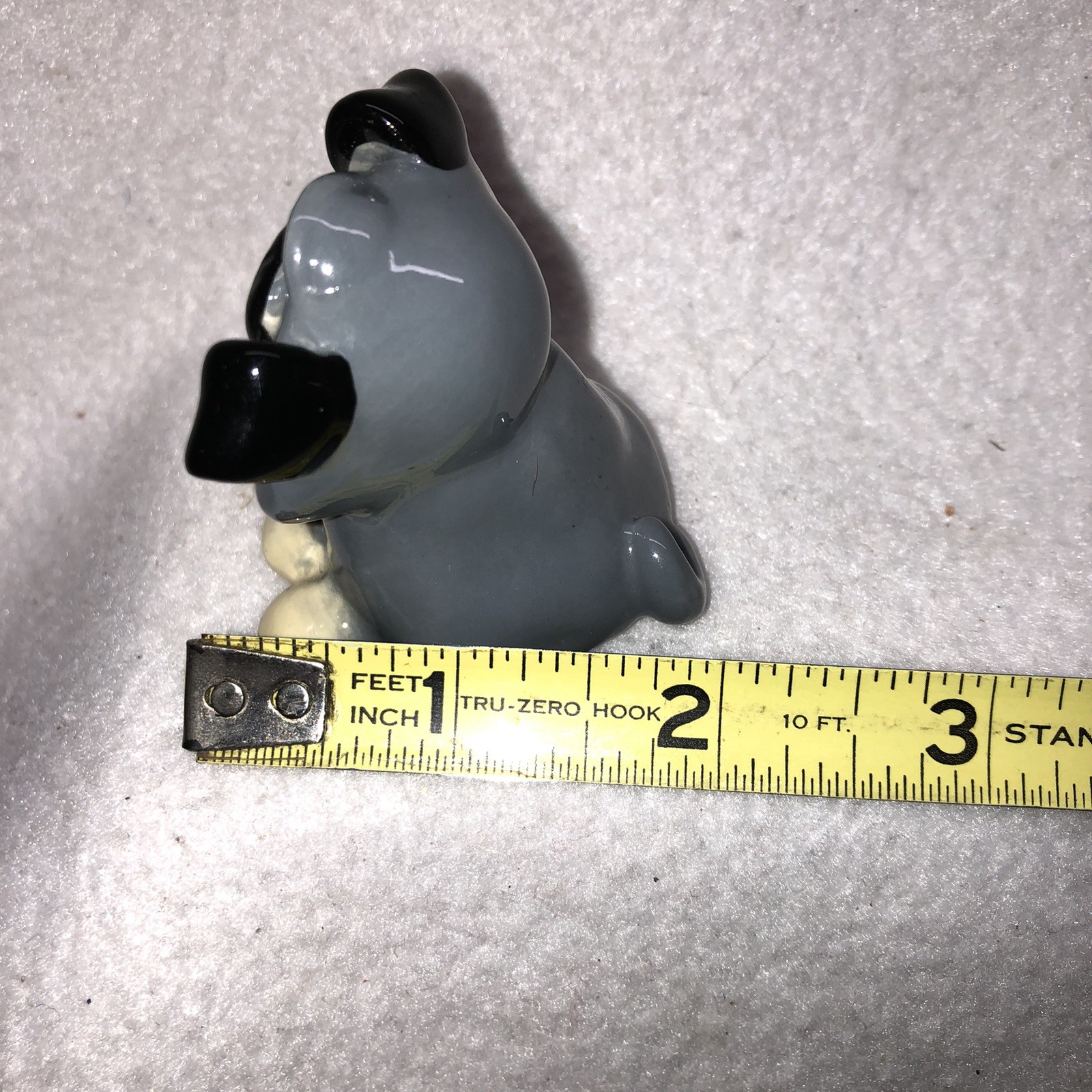 Hand Painted Dog Figurine By Douglas Russ Berrie Gray Vintage Mini Signed 2″ T