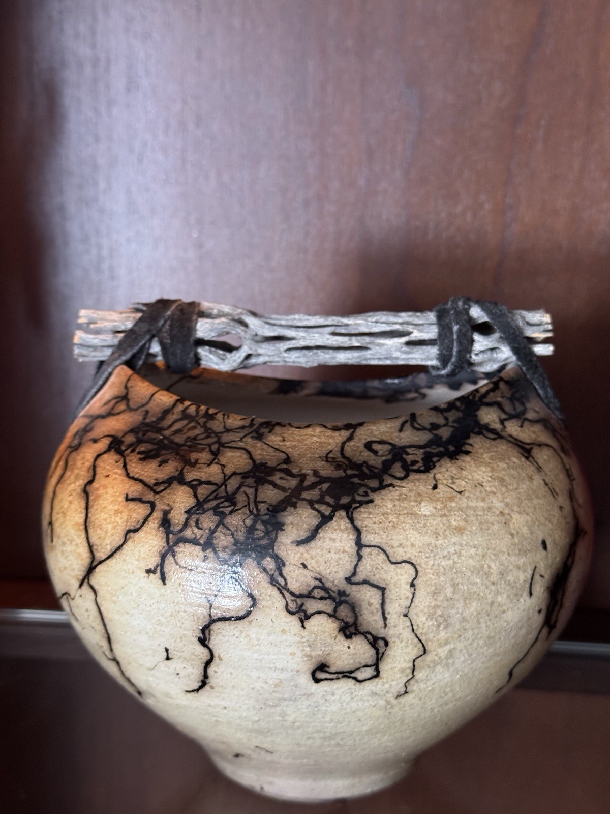 Handmade Pottery Vessel Abstract Pitfire Raku Decorative Art by Rob Drexel