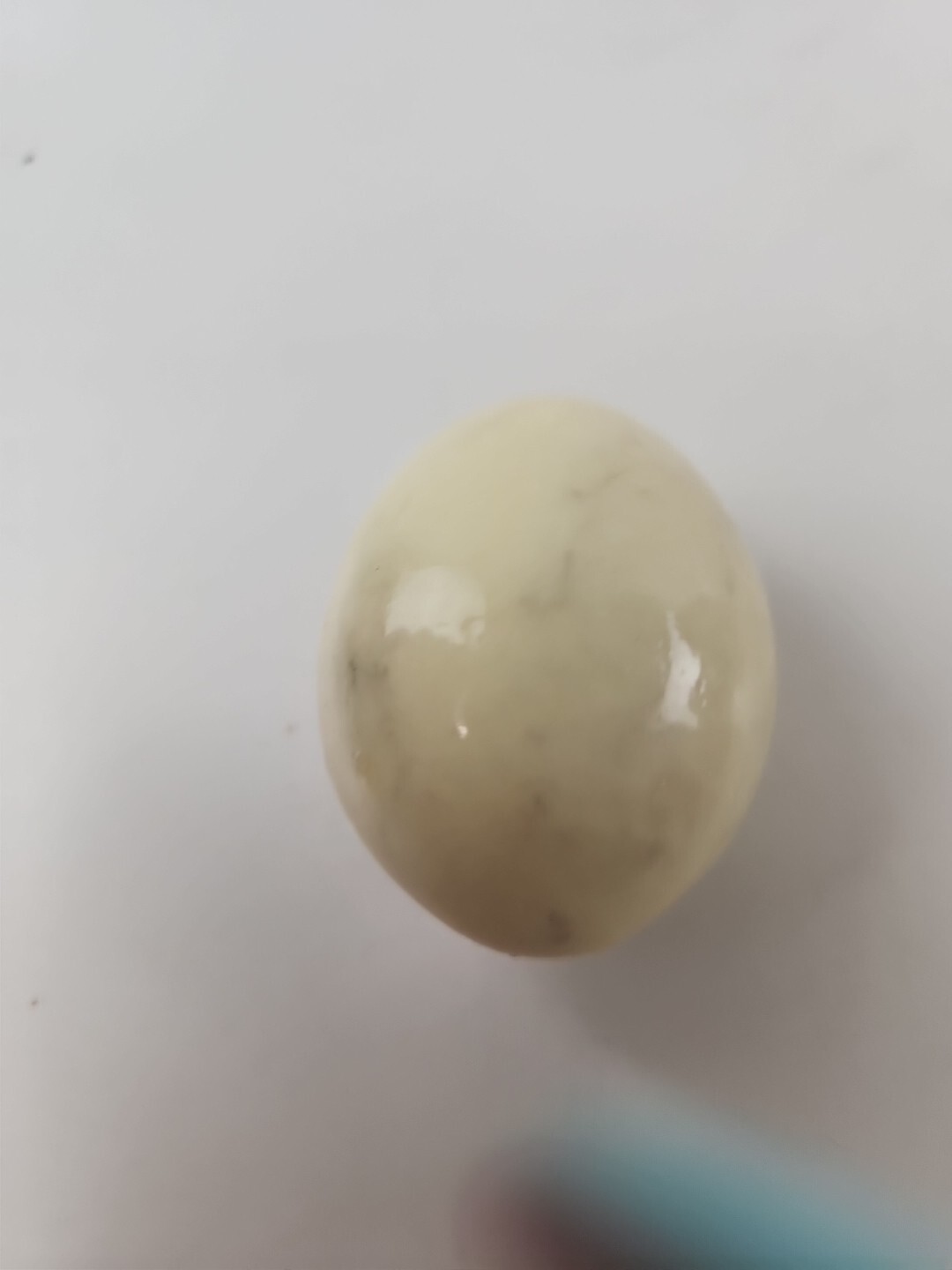 Genuine Alabaster Yell Porcelain Egg 2.5″ Tall Hand Carved, Stand Not Included.