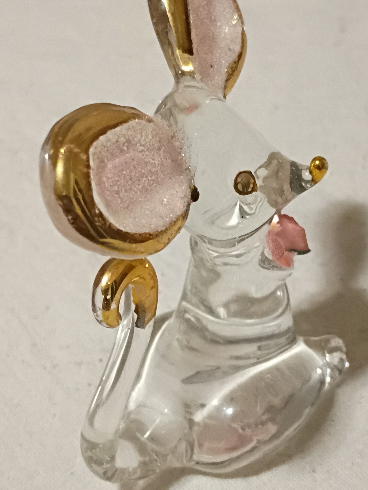 Glass Baron Too Cute Mouse Pink Ears Pink Rose Gold Gilt