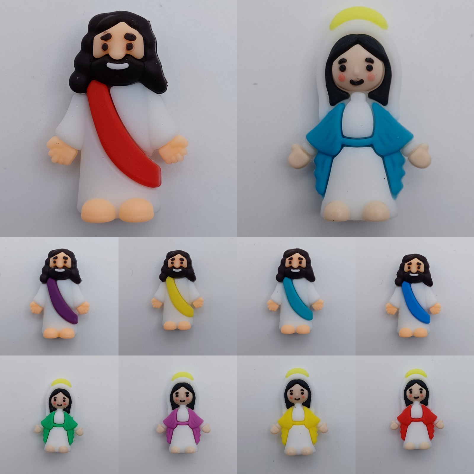 Jesus Christ & Mary Figurines – Pack of 10 Bundle – Red Blue Purple Yellow Green