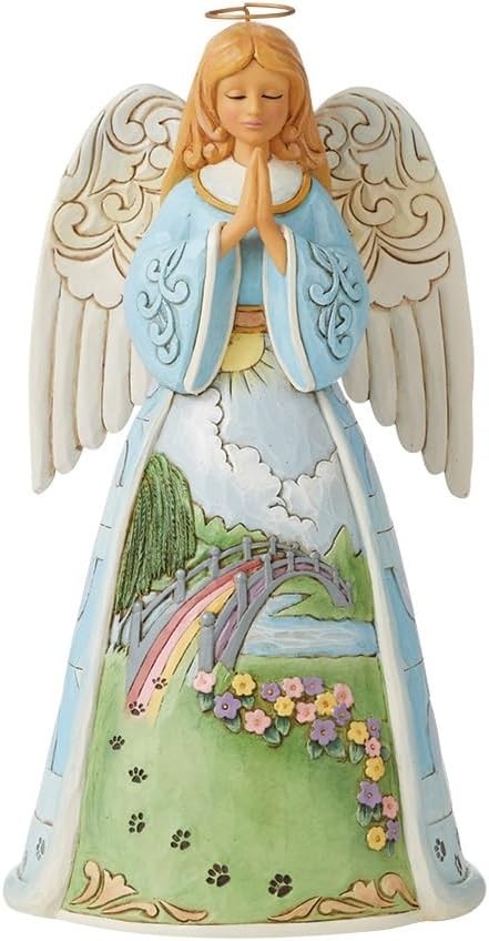Jim Shore 6008762 Rainbow Bridge Pet Bereavement Angel Figurine 9.75″