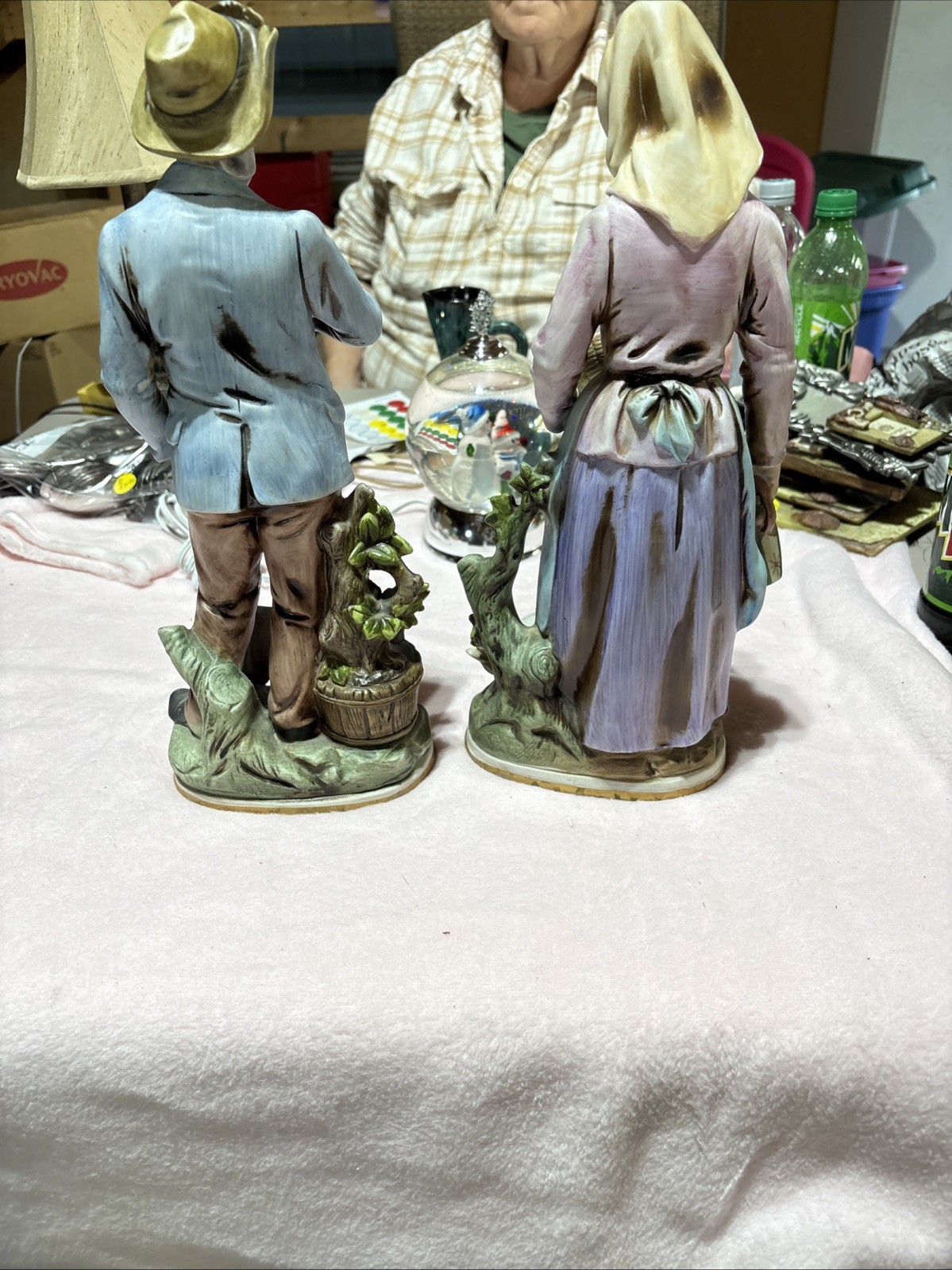 Vintage HOMCO Old Lady And Man Collectible Vintage Figurine Large 13.5inch(C14)