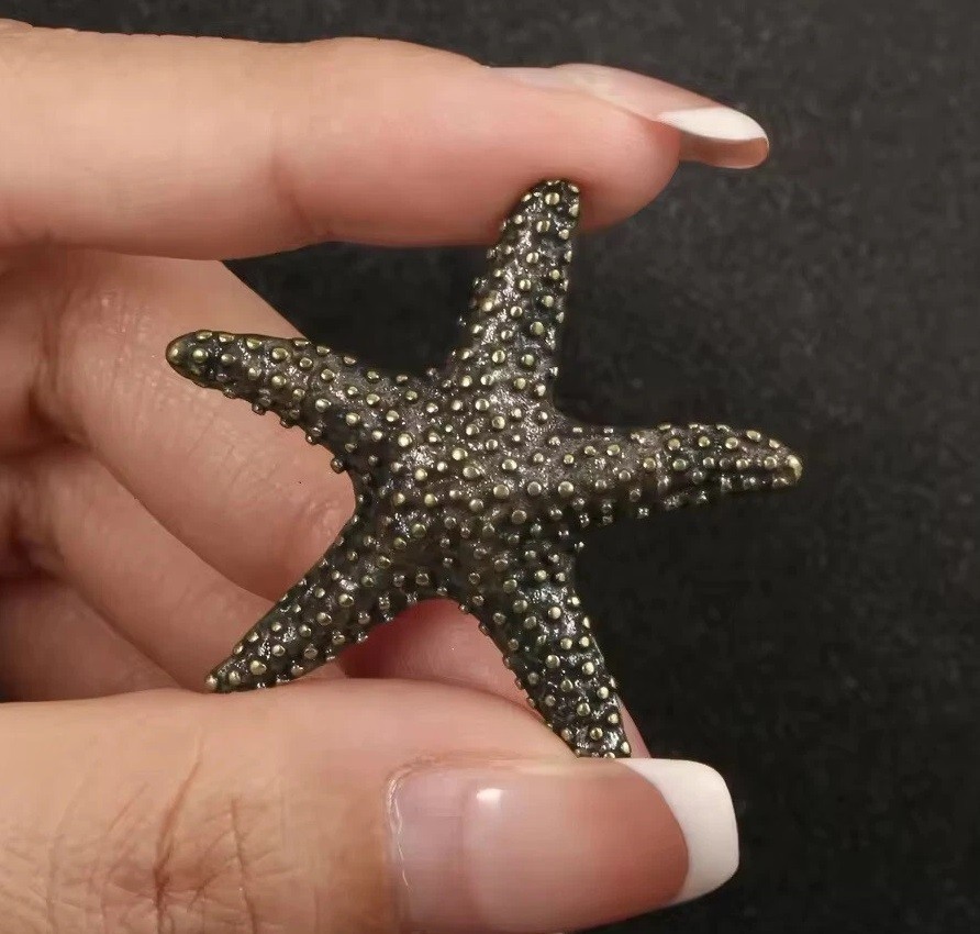 Brass Copper Starfish Animal Figurine Mini Statue Table Desk Home Decoration Toy