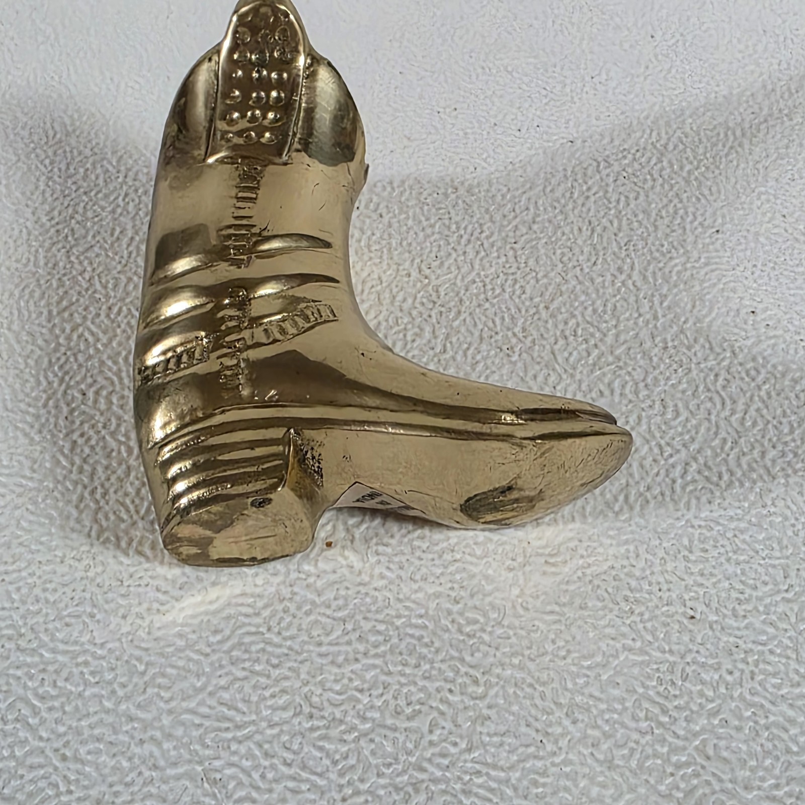 Brass Boot Figurine Shiny Gold Color Flared at Top Made In India 2.75″ H