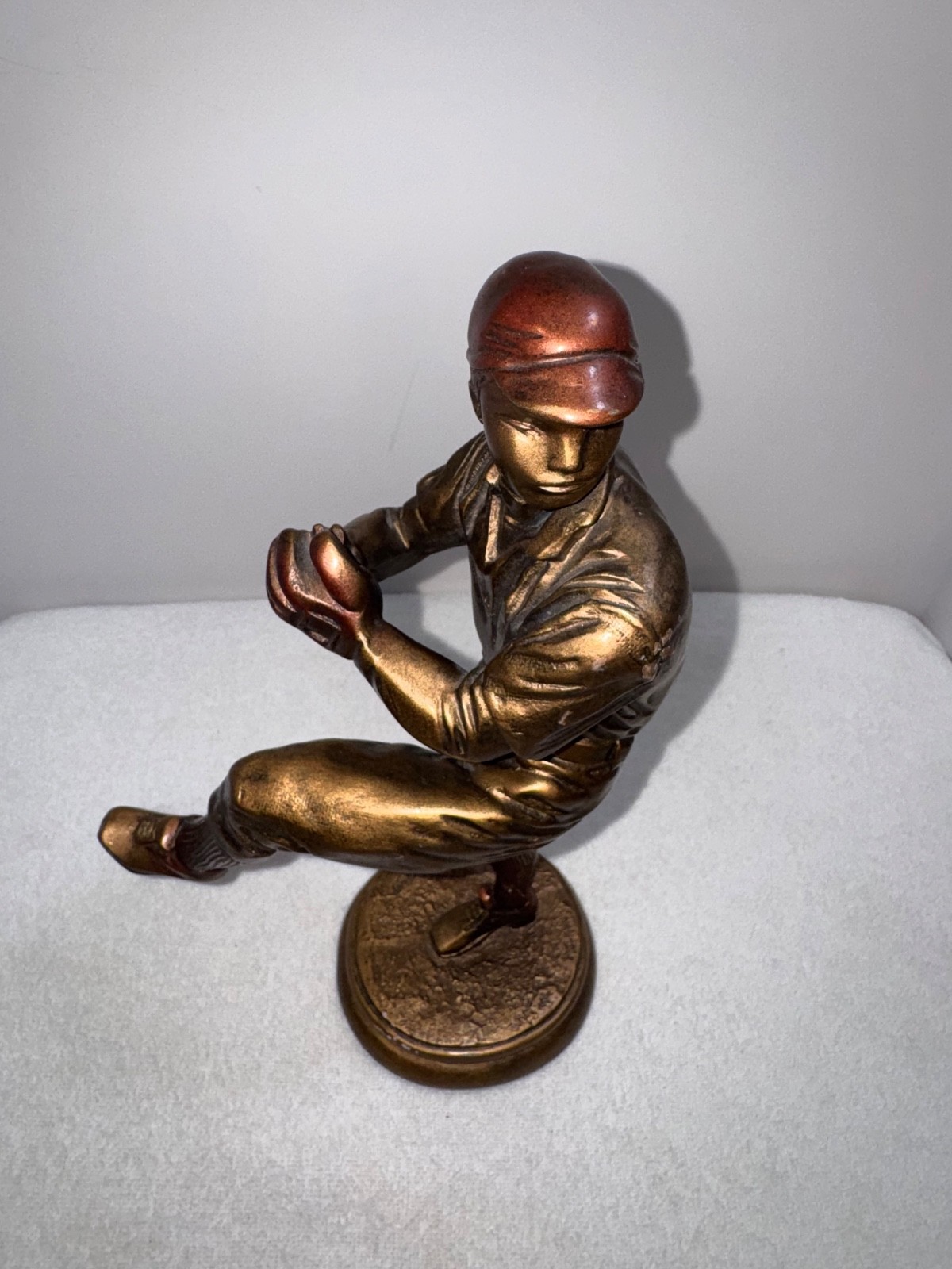 Vintage Austin Sculpture Baseball Knuckleballer Figure Bronzed Finish Resin USA