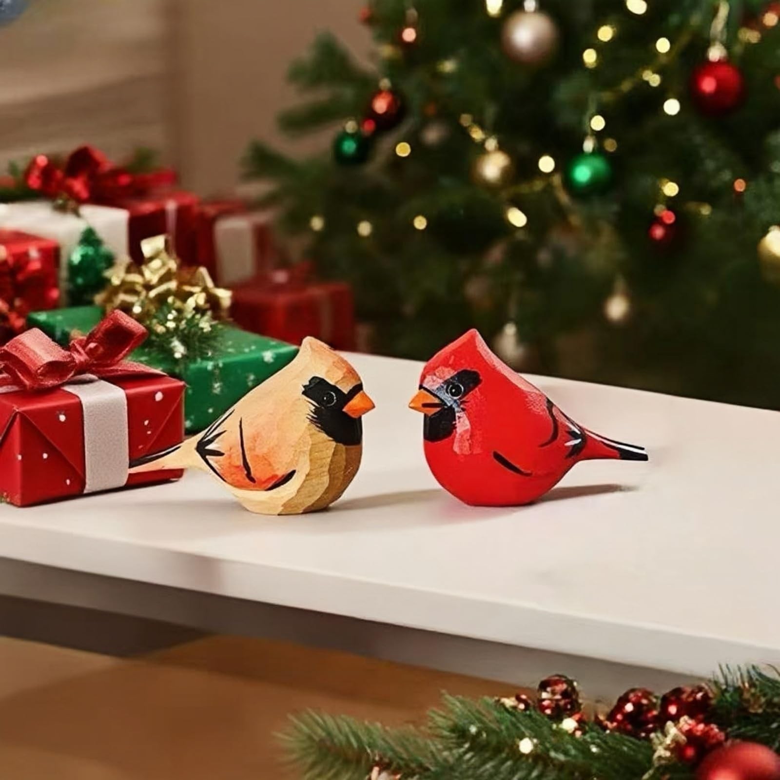 Hand-Carved Wooden Northern Cardinal Figurine, Red Bird Memorial Gift, Sympat…