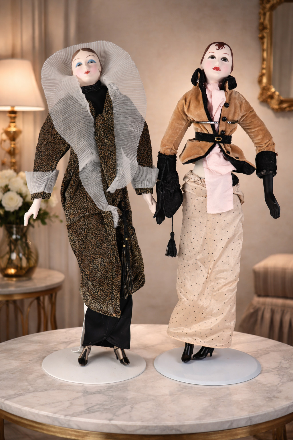 VTG Silvestri Art Deco Lady Dolls Pair 24in Fashion Display Figures (c3)