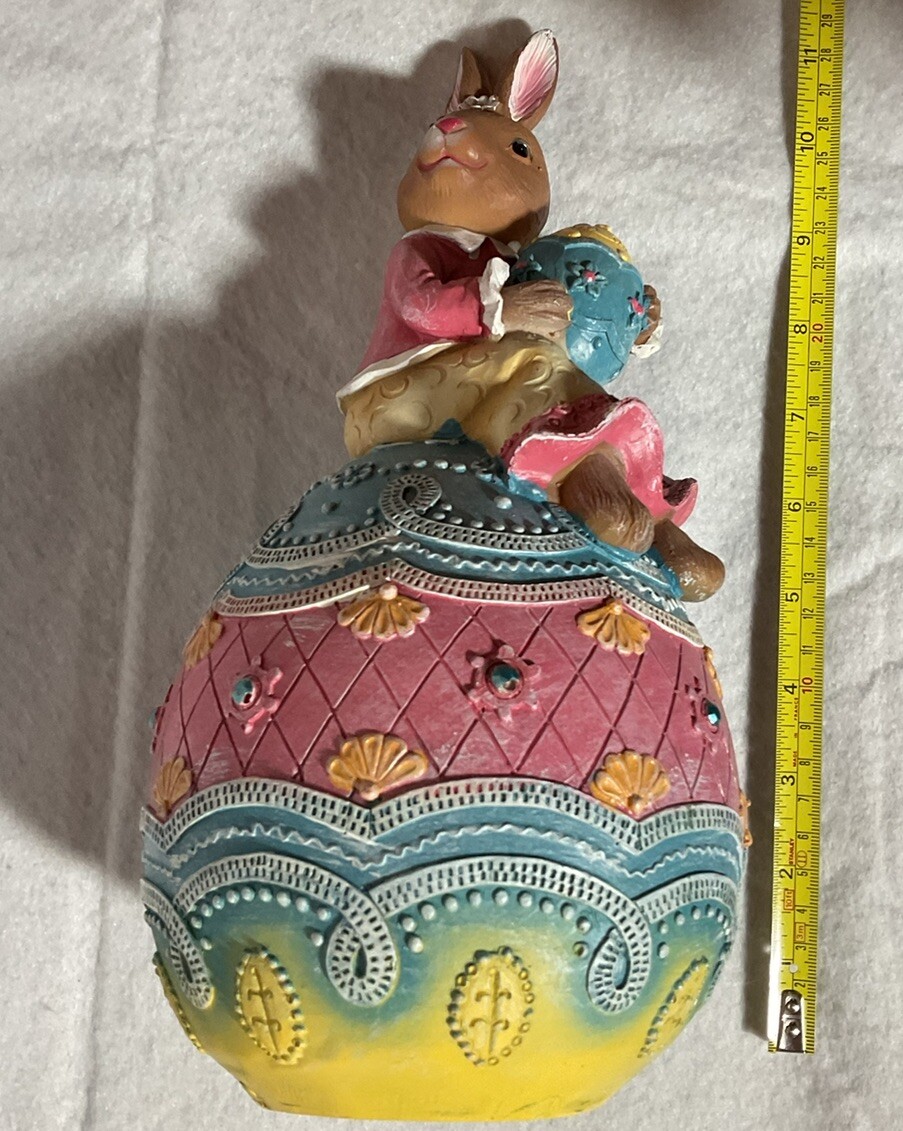 American Greetings Female Bunny on Molded Painted Egg 11 Inches Tall