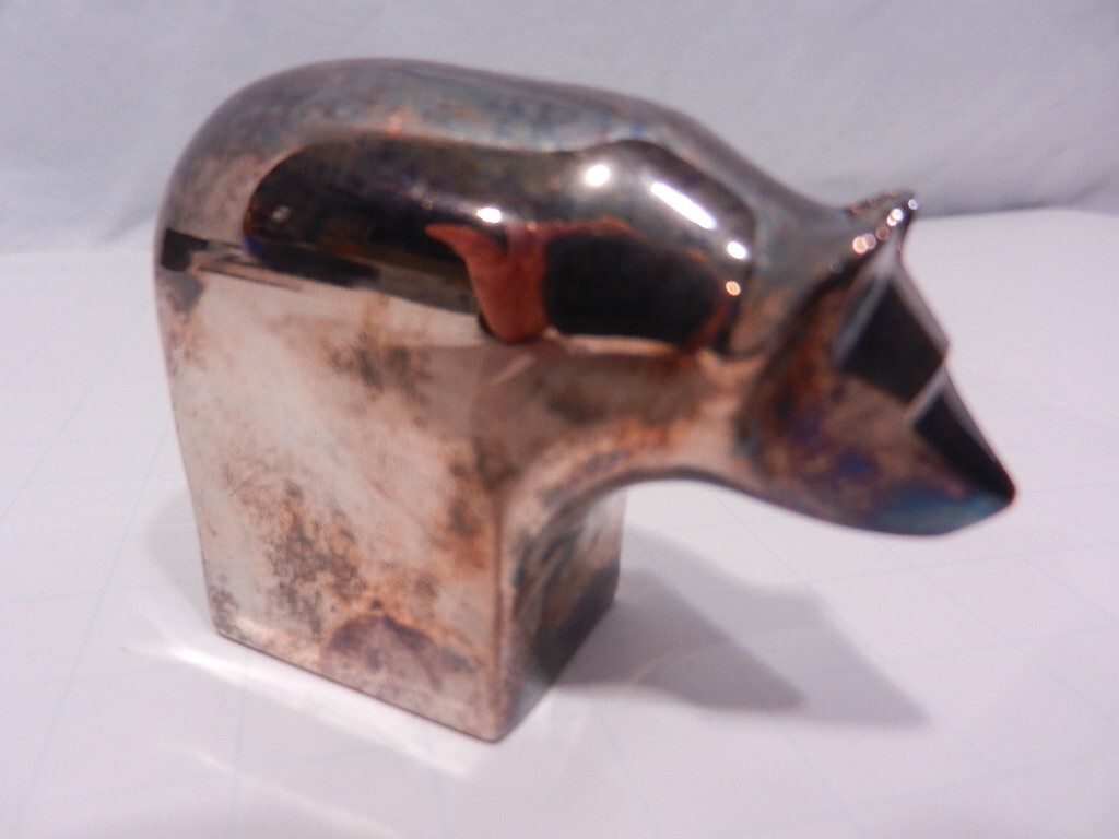 Vintage Mid Century Style Bear Paperweight Figurine DANSK Silverplate Designs
