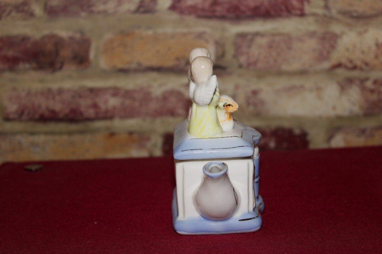 Vintage Miniature Autom Tea Pot with Angels and a Lamb on Lidded Trinket Box L1