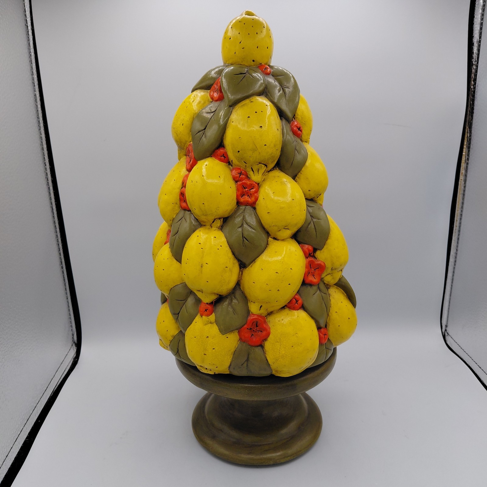 Ceramic Lemon Topiary 13″ Holland Mold Decorative Italian Style Hand Painted Vtg